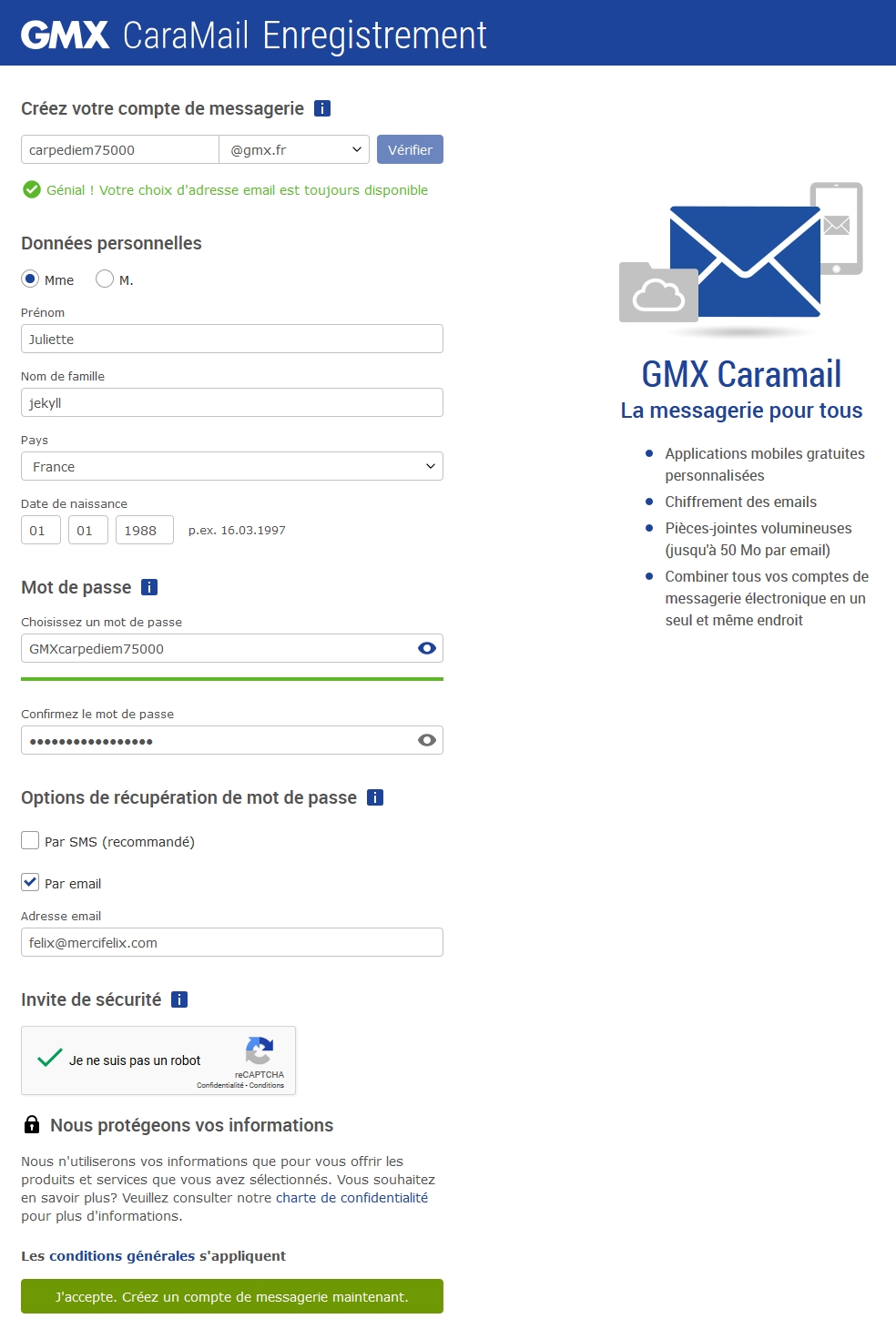 ثبت نام در gmx.fr